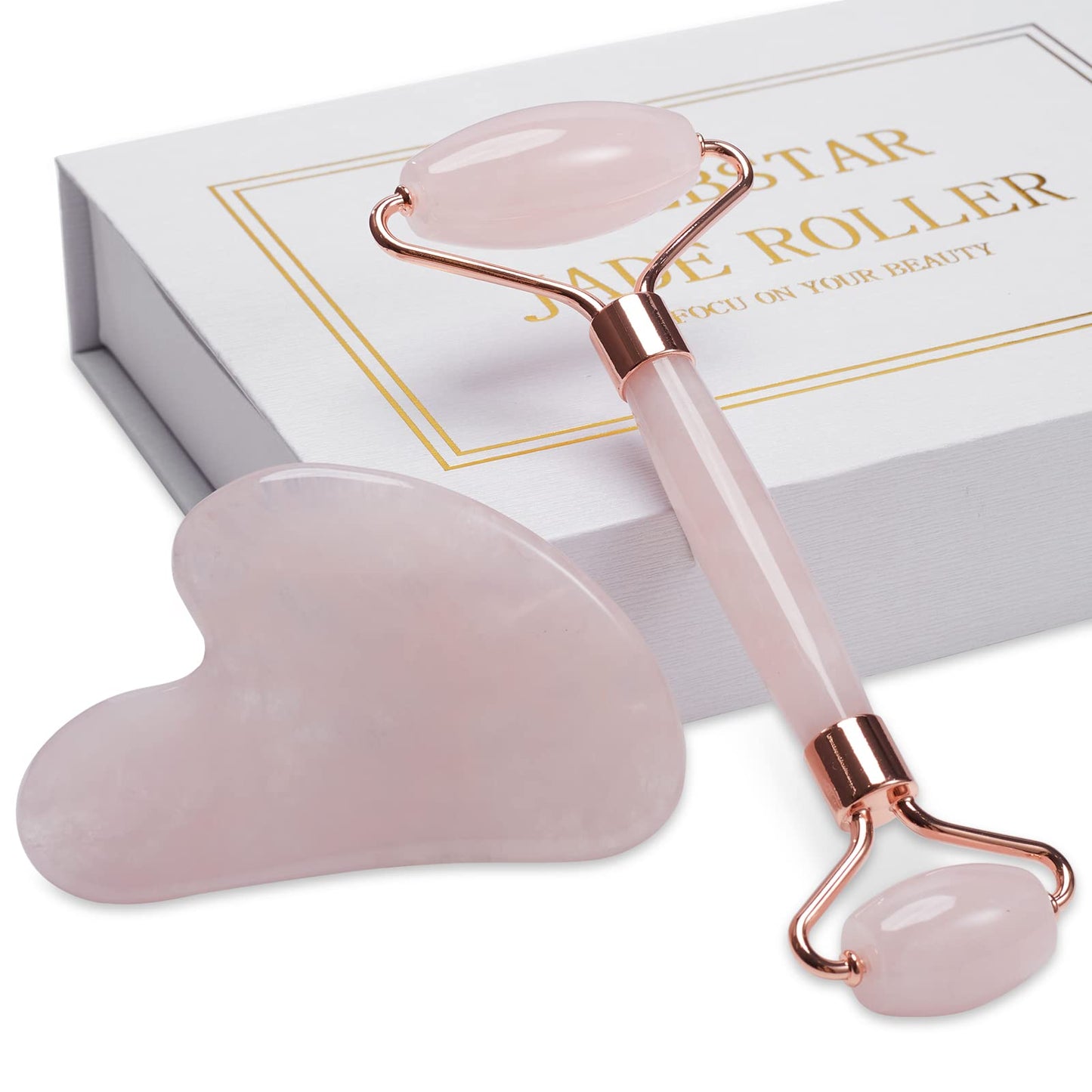 Jade Roller for Face, Facial Roller Massager Skin Care Tool, Gua Sha Facial Tools for Face, Neck, Eyes, Reduce Puffiness of The Skin