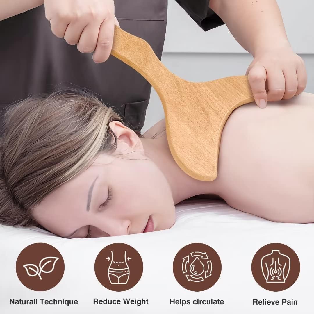 10-in-1 Wood Therapy Massage Tools Gua Sha Wooden Massager for Body Shaping Massage Tool Set Wood Therapy Tools for Relieving Muscle Pain Body Lymphatic Drainage Massager Anti-Cellulite