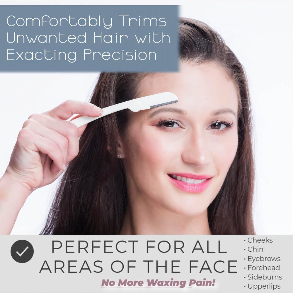 Dermaplaning Tool (9 Count) – Easy to Use Dermaplane Razor for Face – Practical Hair Remover Blade for Eyebrows and Peach Fuzz – Facial Shaver for Women That Helps Exfoliate and Smooth the Skin