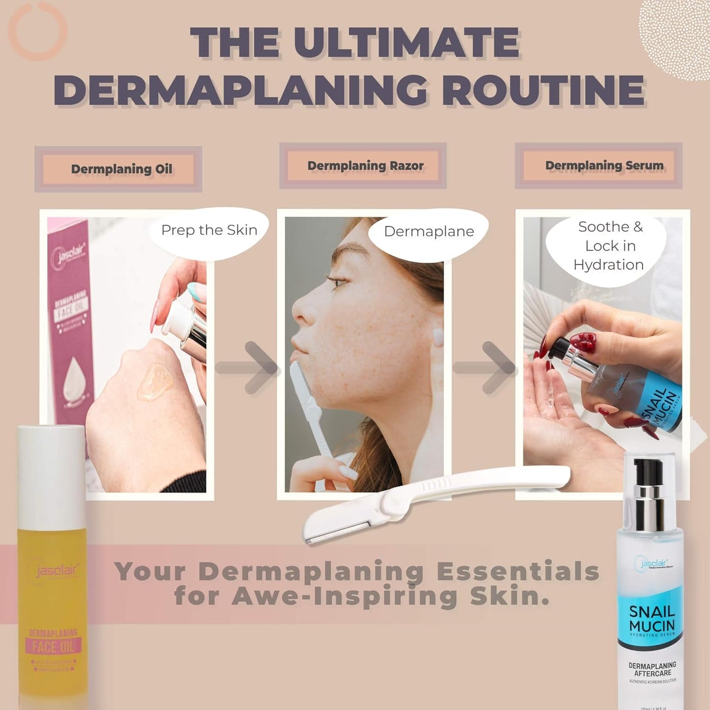 Dermaplaning Tool (9 Count) – Easy to Use Dermaplane Razor for Face – Practical Hair Remover Blade for Eyebrows and Peach Fuzz – Facial Shaver for Women That Helps Exfoliate and Smooth the Skin