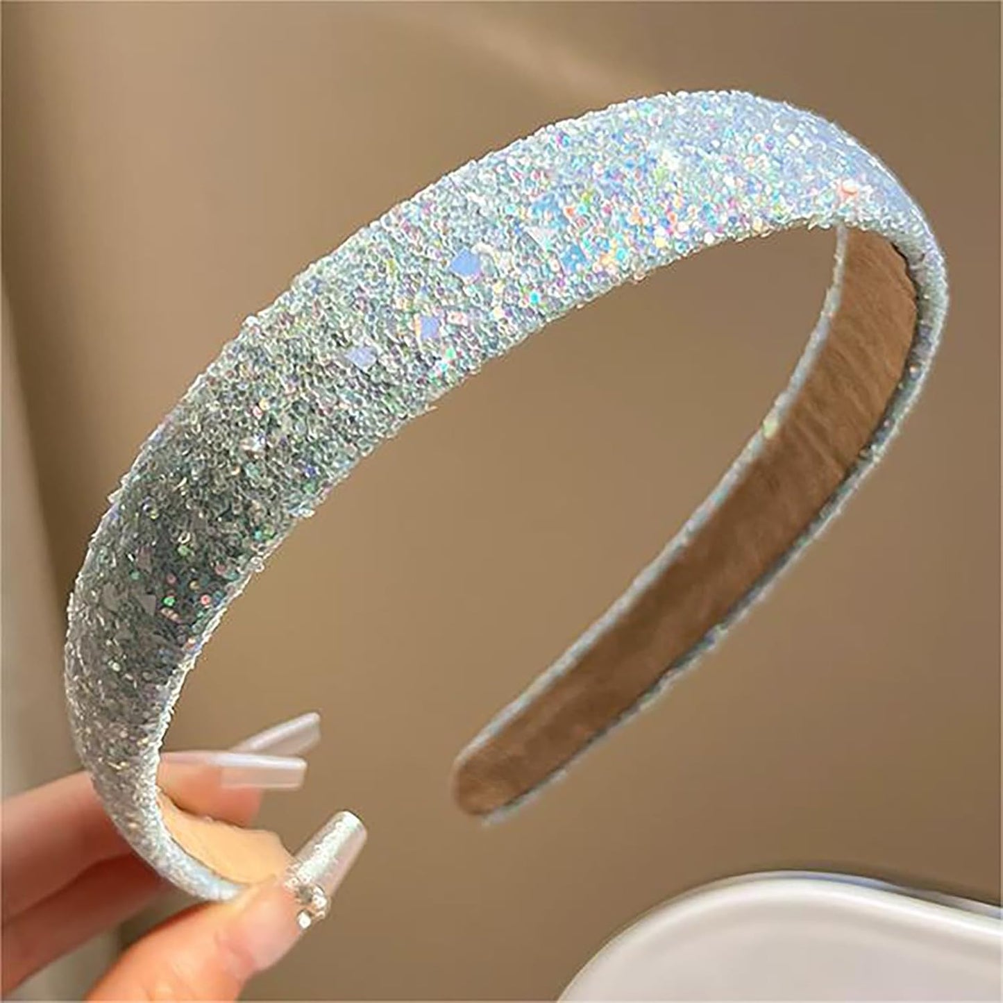 Glitter Sequins Girls Headbands Sparkly Hard Headbands For Girls Non Slip Headbands For Toddler Girls Cute Hair Accessories For Women And Girls Teen Beauty Products under 5 (Pink, One Size)