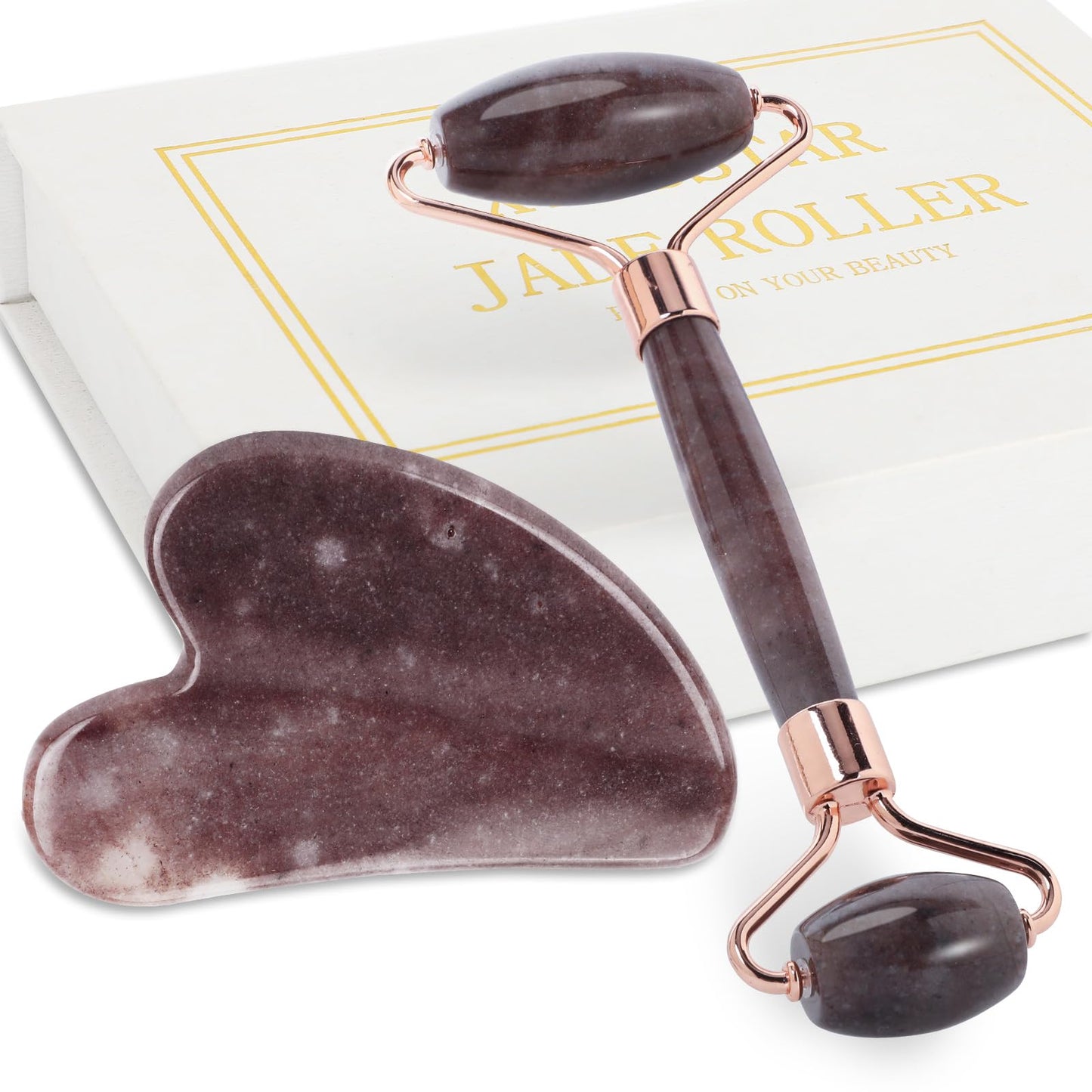 Jade Roller for Face, Facial Roller Massager Skin Care Tool, Gua Sha Facial Tools for Face, Neck, Eyes, Reduce Puffiness of The Skin