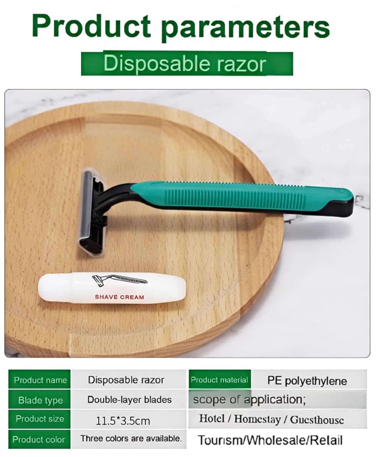 Bulk hotel and travel disposable razors - eco-friendly manual razors, hotel bathroom guest supplies, travel shaving kits, wholesale beauty products with shaving cream (1)