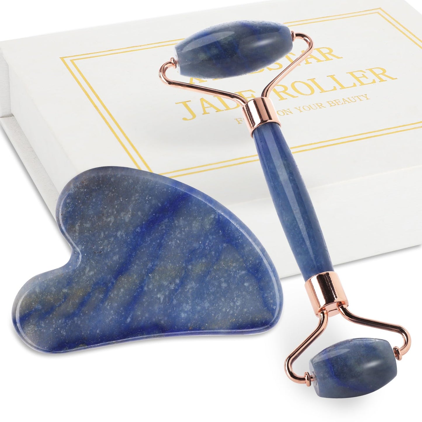 Jade Roller for Face, Facial Roller Massager Skin Care Tool, Gua Sha Facial Tools for Face, Neck, Eyes, Reduce Puffiness of The Skin
