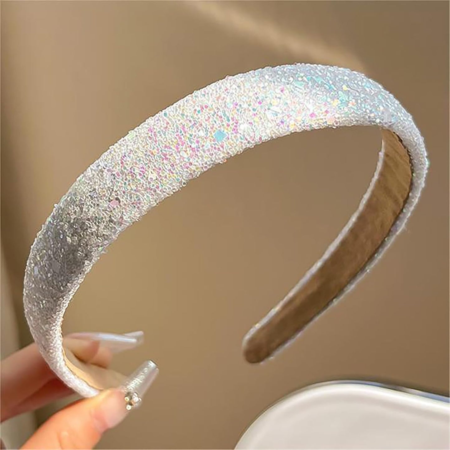Glitter Sequins Girls Headbands Sparkly Hard Headbands For Girls Non Slip Headbands For Toddler Girls Cute Hair Accessories For Women And Girls Teen Beauty Products under 5 (Pink, One Size)