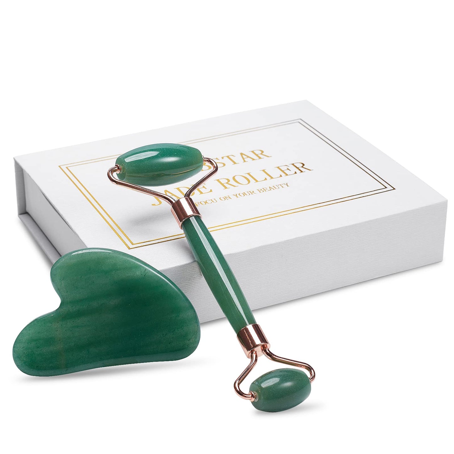Jade Roller for Face, Facial Roller Massager Skin Care Tool, Gua Sha Facial Tools for Face, Neck, Eyes, Reduce Puffiness of The Skin