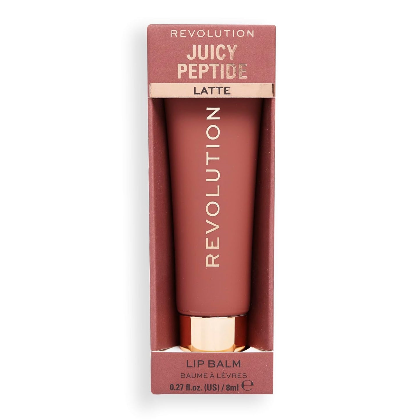 Revolution Beauty, Juicy Peptide Lip Balm, Hydrating & Plumping Lip Balm with Sheer Color, Infused with Vitamin E & Peptides, Nude Latte, 0.27 Fl. Oz