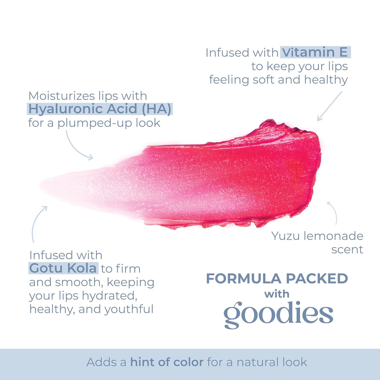 Tinted Lip Balm. Moisturizing Sheer, Buildable Lip Color with Hyaluronic Acid, Vitamin E and Rich Oil. Beauty Moisturizer 0.21oz - Rosy Bloom