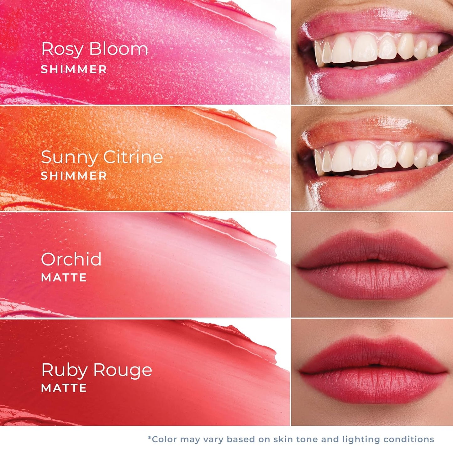 Tinted Lip Balm. Moisturizing Sheer, Buildable Lip Color with Hyaluronic Acid, Vitamin E and Rich Oil. Beauty Moisturizer 0.21oz - Rosy Bloom