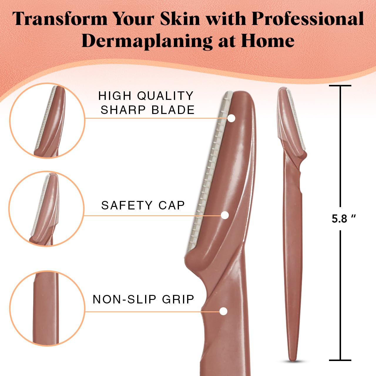 Kitsch Dermaplaning Tool - Face Razors for Women and Men, Eyebrow Trimmer and Face Shaver, Facial Hair Removal, Facial Razors for Women and Men, Dermaplane Razor - 12pc, Terracotta
