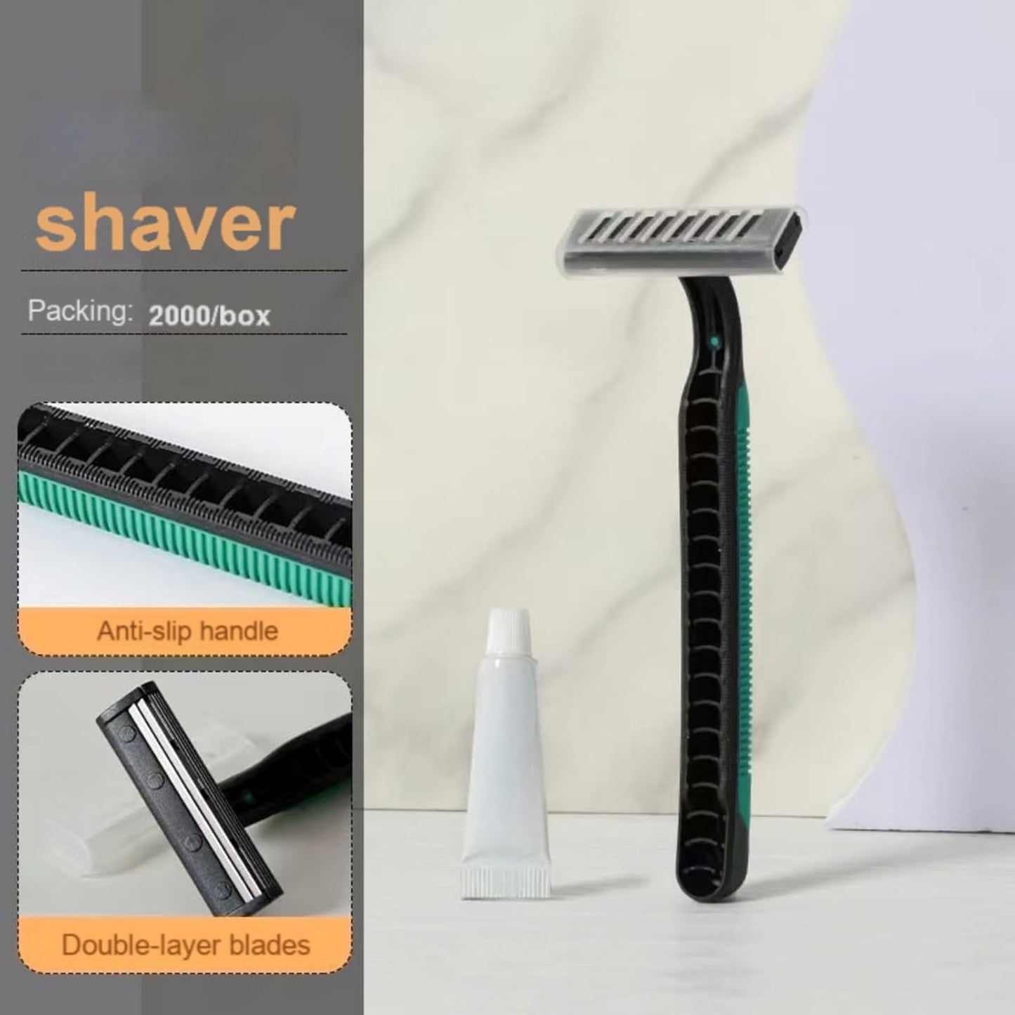Bulk hotel and travel disposable razors - eco-friendly manual razors, hotel bathroom guest supplies, travel shaving kits, wholesale beauty products with shaving cream (1)