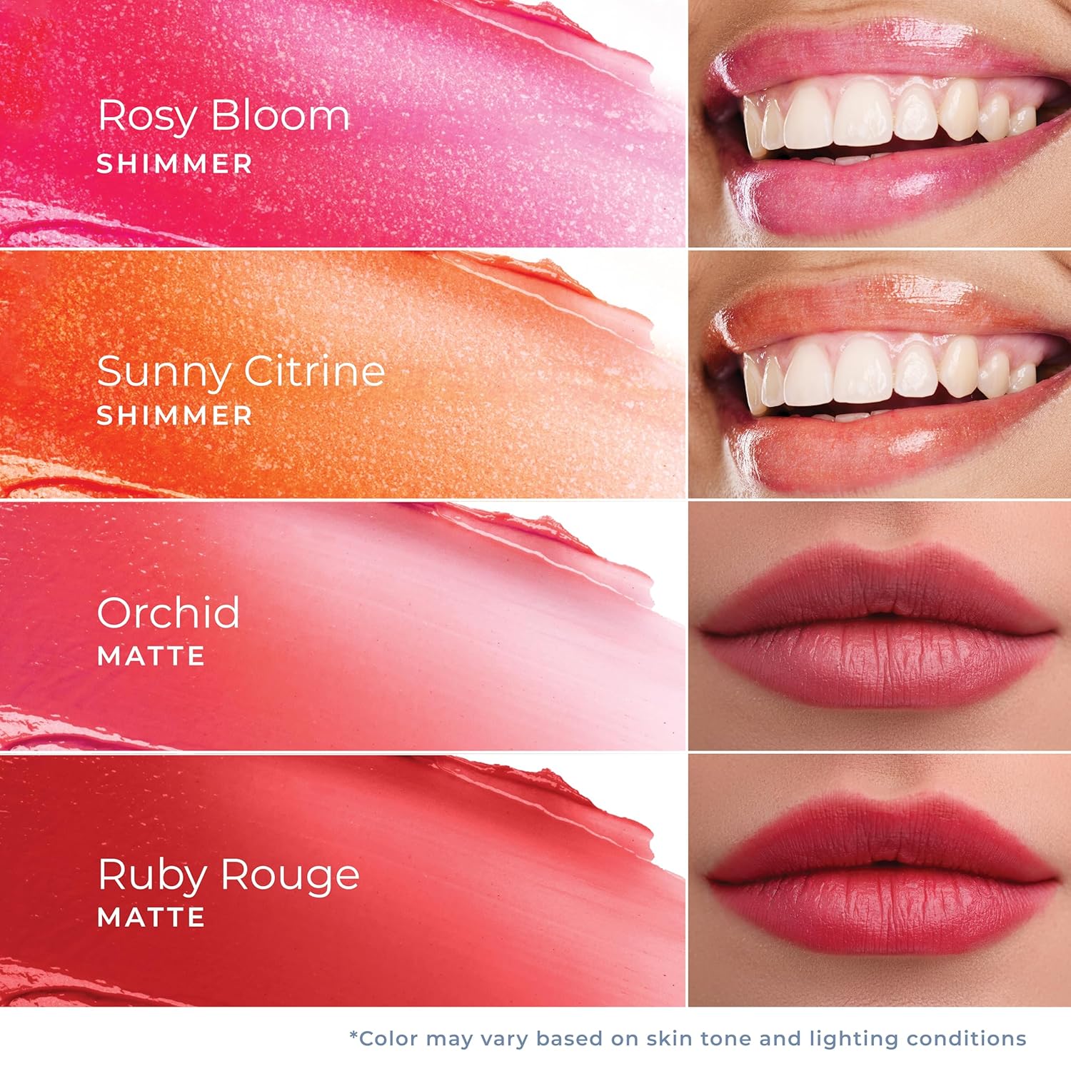 Tinted Lip Balm. Moisturizing Sheer, Buildable Lip Color with Hyaluronic Acid, Vitamin E and Rich Oil. Beauty Moisturizer 0.21oz - Rosy Bloom